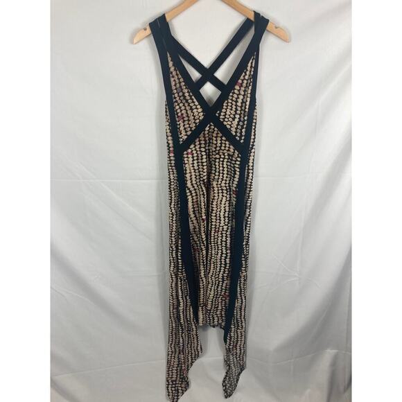 BCBGMAXAZRIA Black Printed Criss-Cross Back Hi-Low Midi Dress XS - Picture 3 of 7